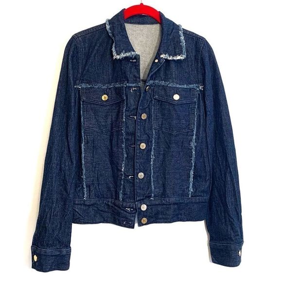 [7FAMK] Denim Raw Edge Jacket - Size Medium - Picture 1 of 6